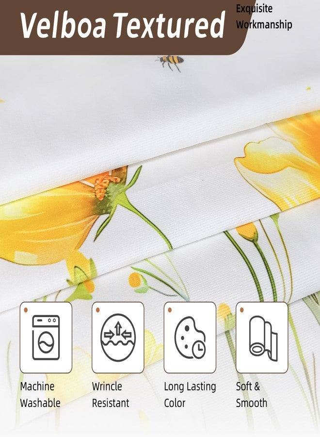 Stanoha Kitchen Curtains (2 Pcs) Over Sink for Bathroom Window Cafe Basement Cortinas para Cocina Farmhouse Short Mini Curtain Flower Floral Summer Elegant Country Rustic Modern Cute - 26×36" - Image 3
